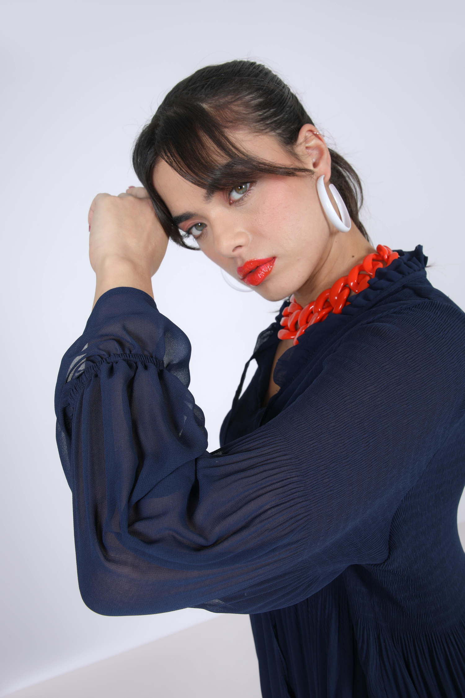 Blouse plissée en voile unie  