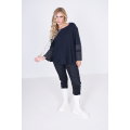 Pull maille chinée avec dentelle