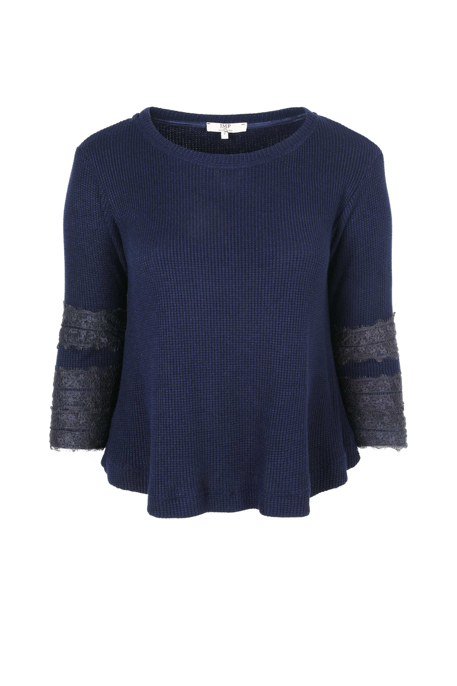 Flecked knit jumper with lace
