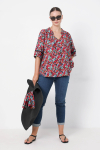 V-neck printed blouse in eco-responsible material