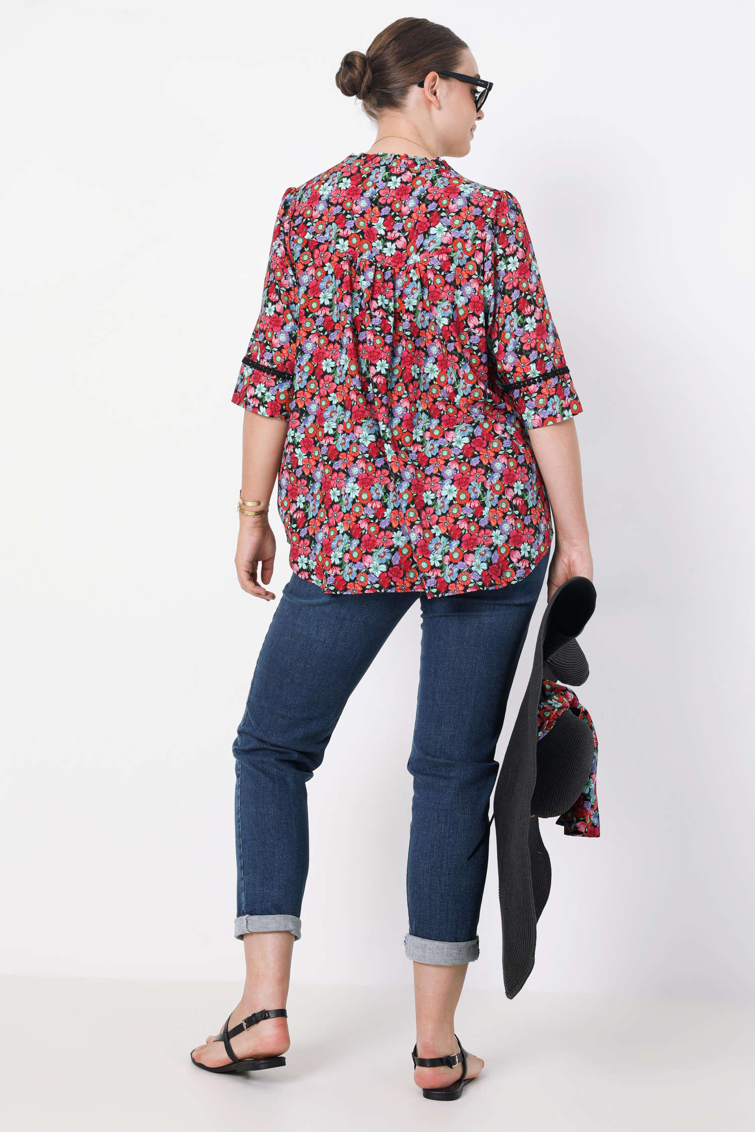 Blouse imprimée col V matière éco-responsable