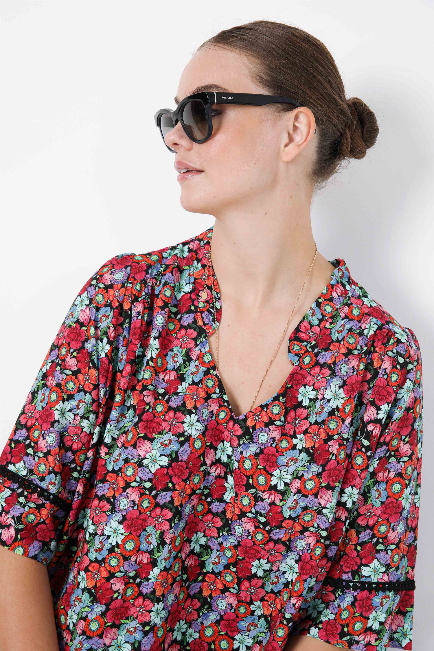 Blouse imprimée col V matière éco-responsable