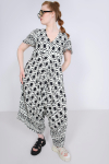 Printed zipped jumpsuit with base