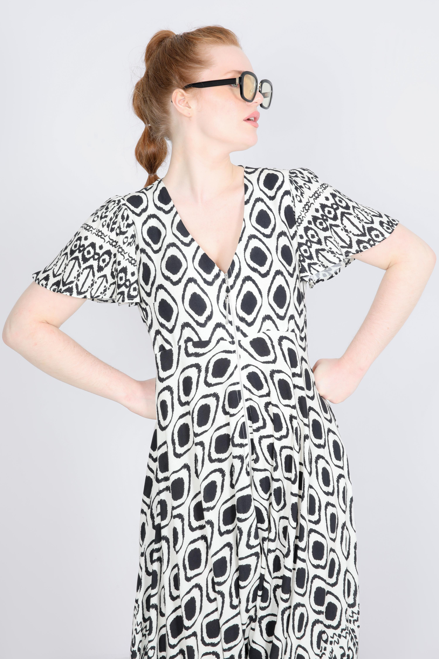 Printed zipped jumpsuit with base