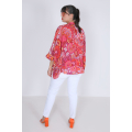 oversized vest in printed voile with tank top
