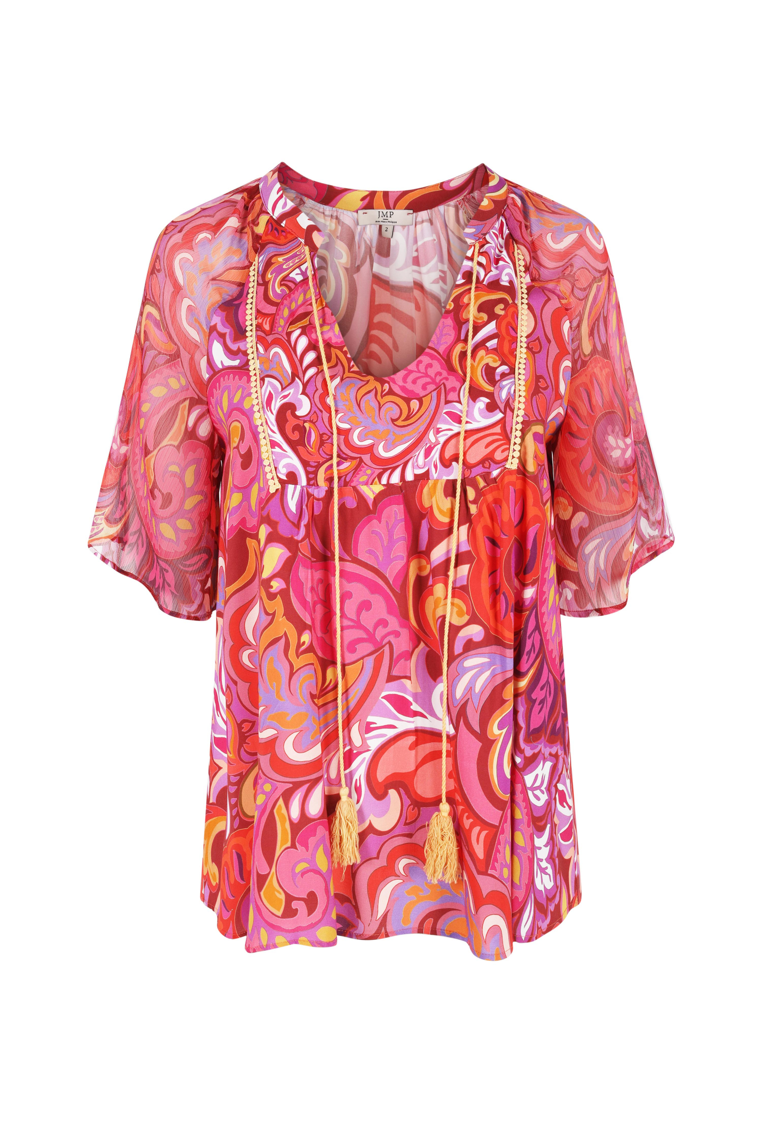 Printed blouse with a plastron