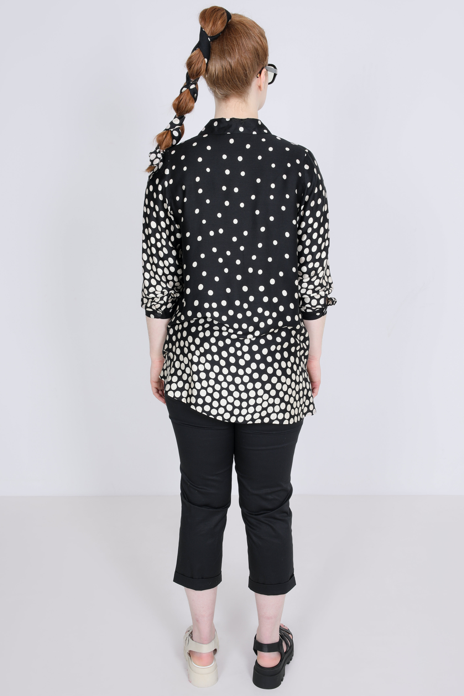 A-line polka dot print shirt
