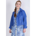Veste courte en simili cuir doublure imprimée