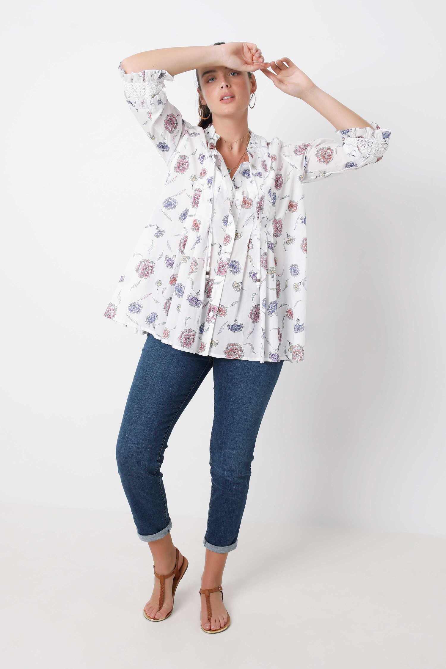 Chemise trapèze en voile de coton imprimé
