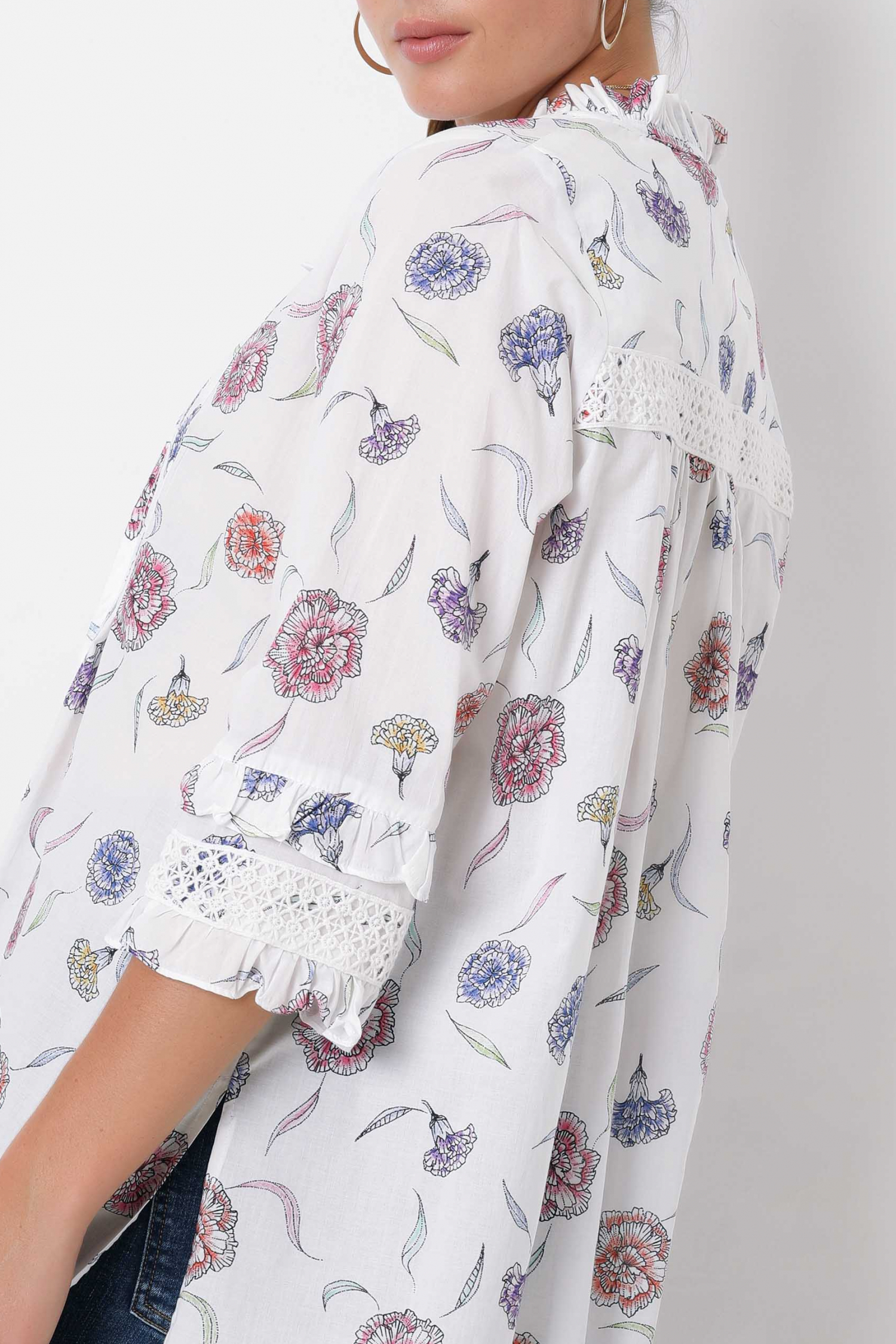 Trapeze shirt in printed cotton voile