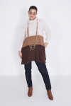 Long tricolor knit sweater