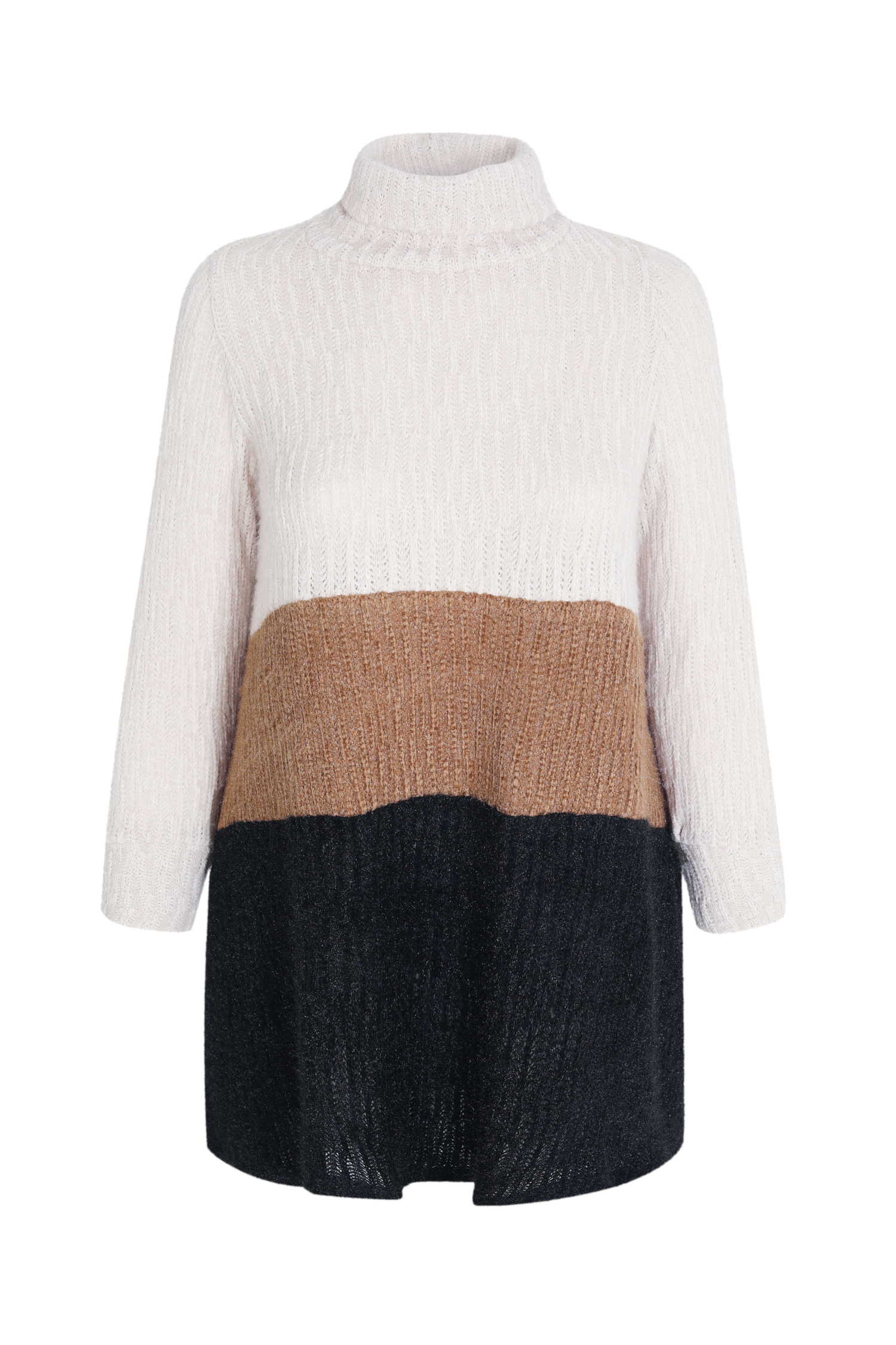 Pull long en maille tricolore 