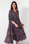 Bohemian style long dress printed eco-responsible fabrics