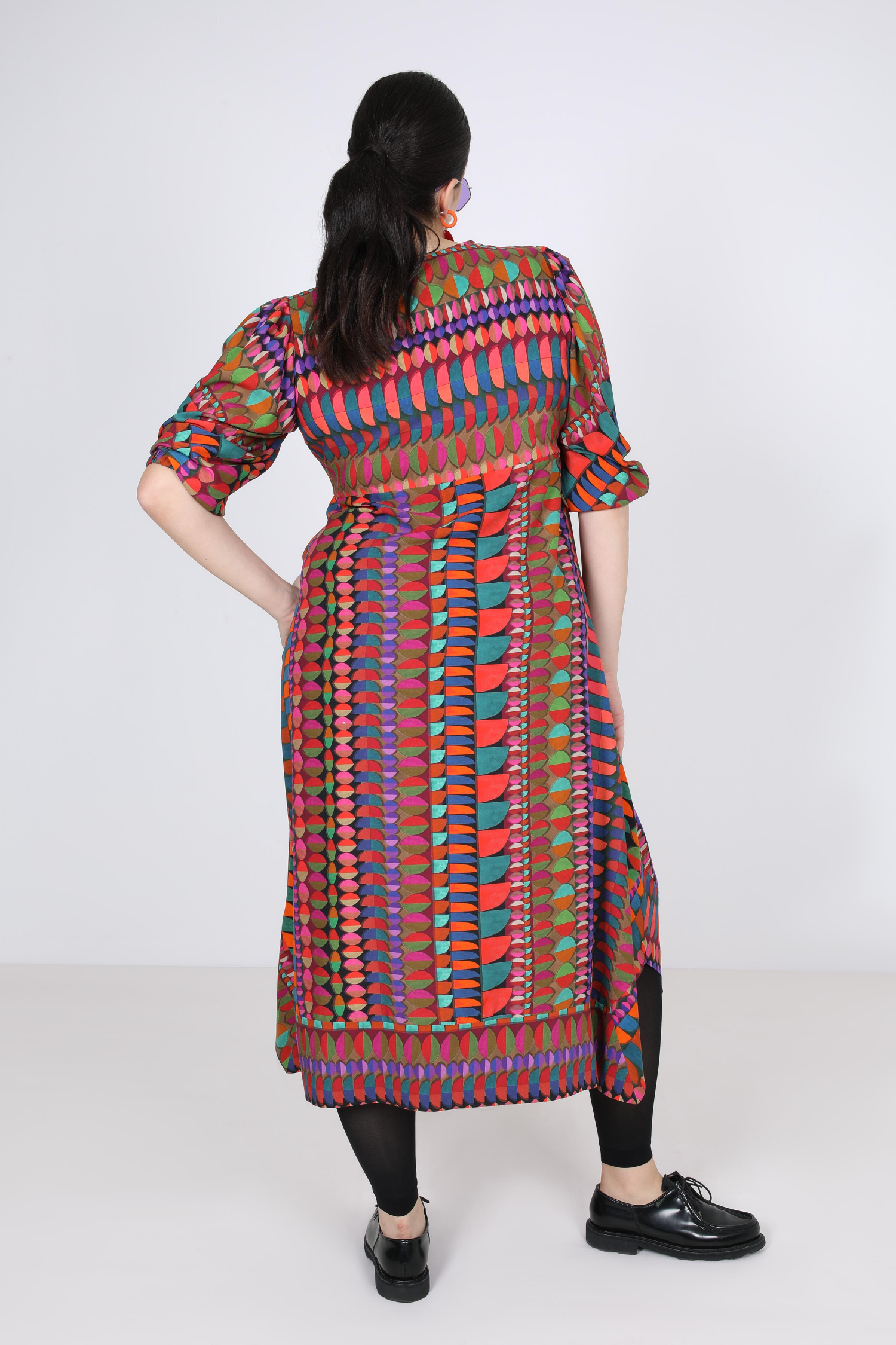 Long dress with printed stripe effect