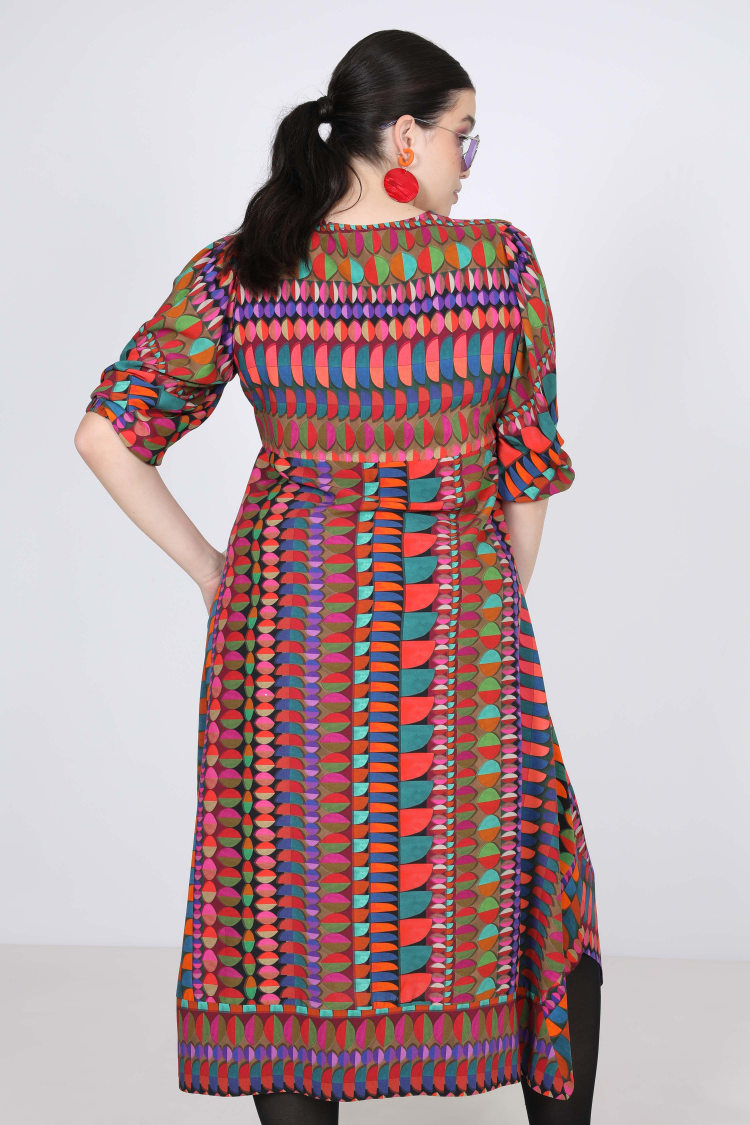 Long dress with printed stripe effect