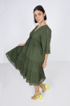 Plain bohemian style midi dress with braid