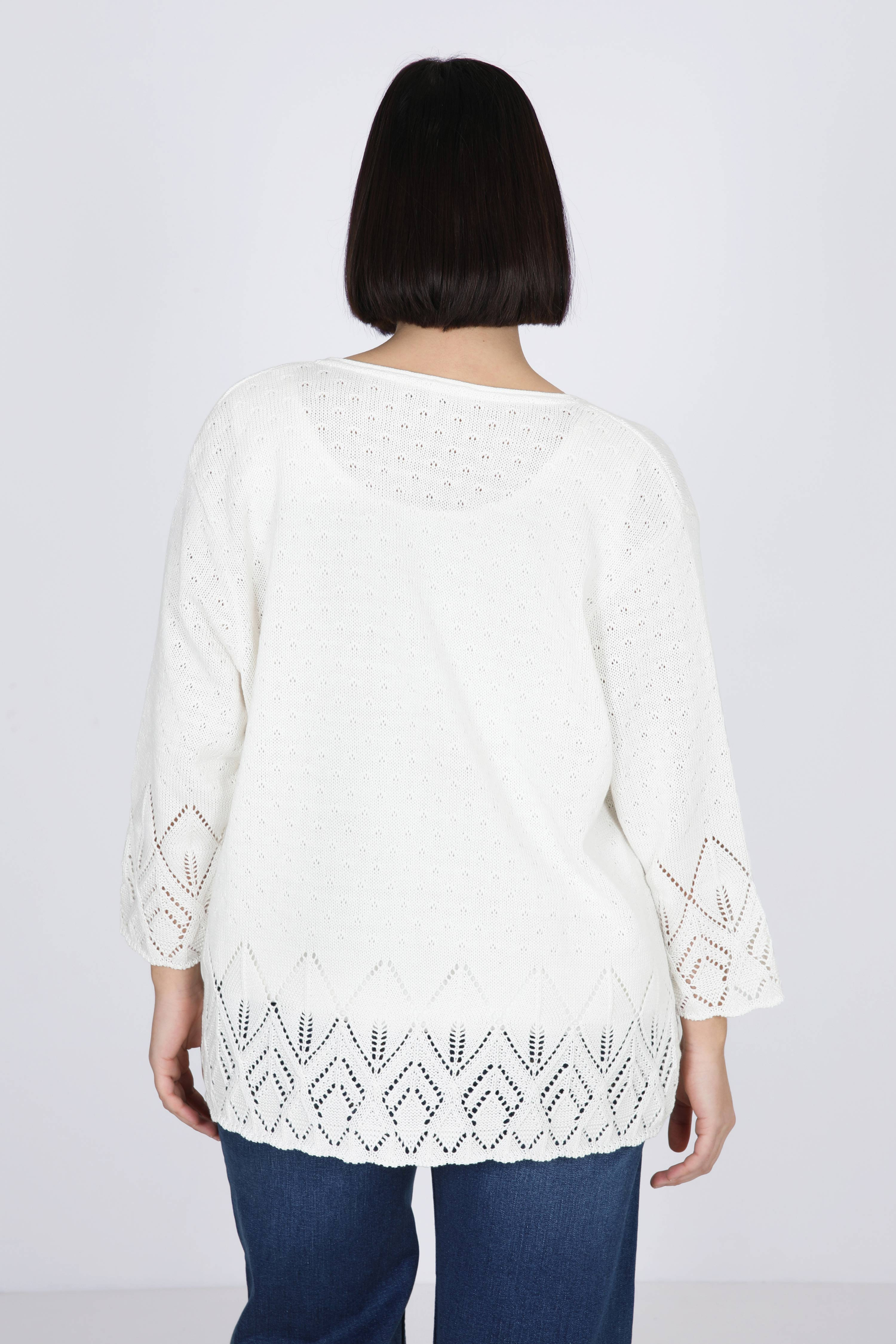 honeycomb and openwork knit cardigan