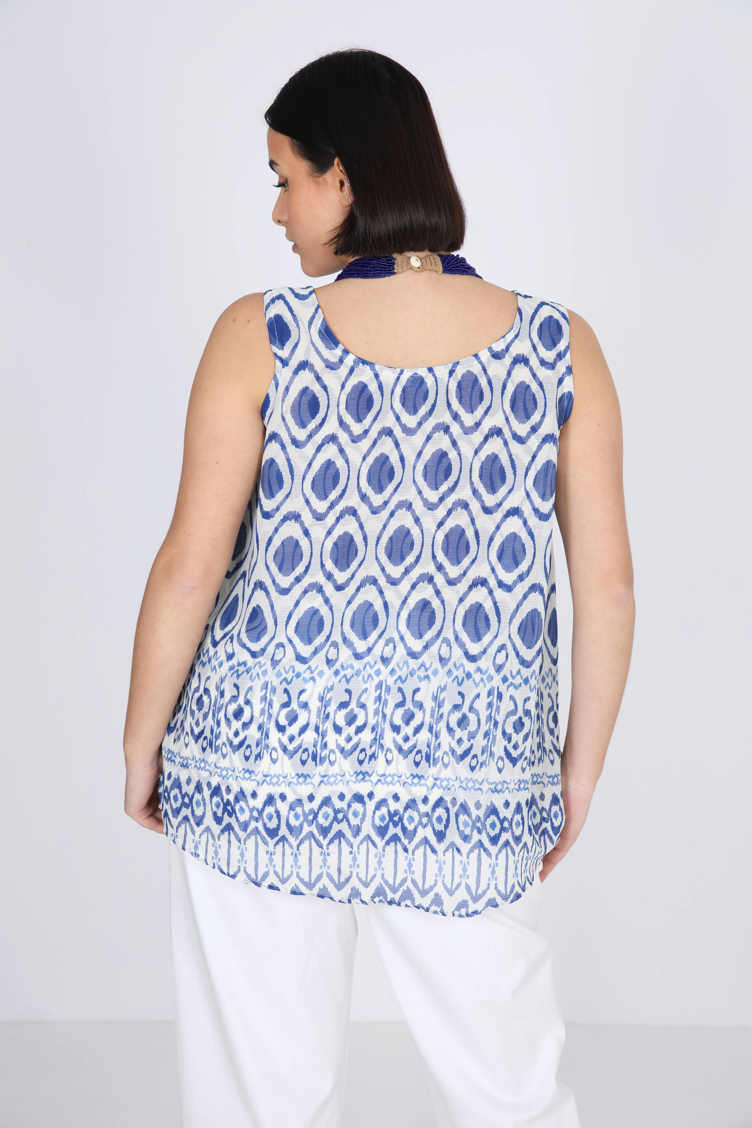 Printed veil tank top with