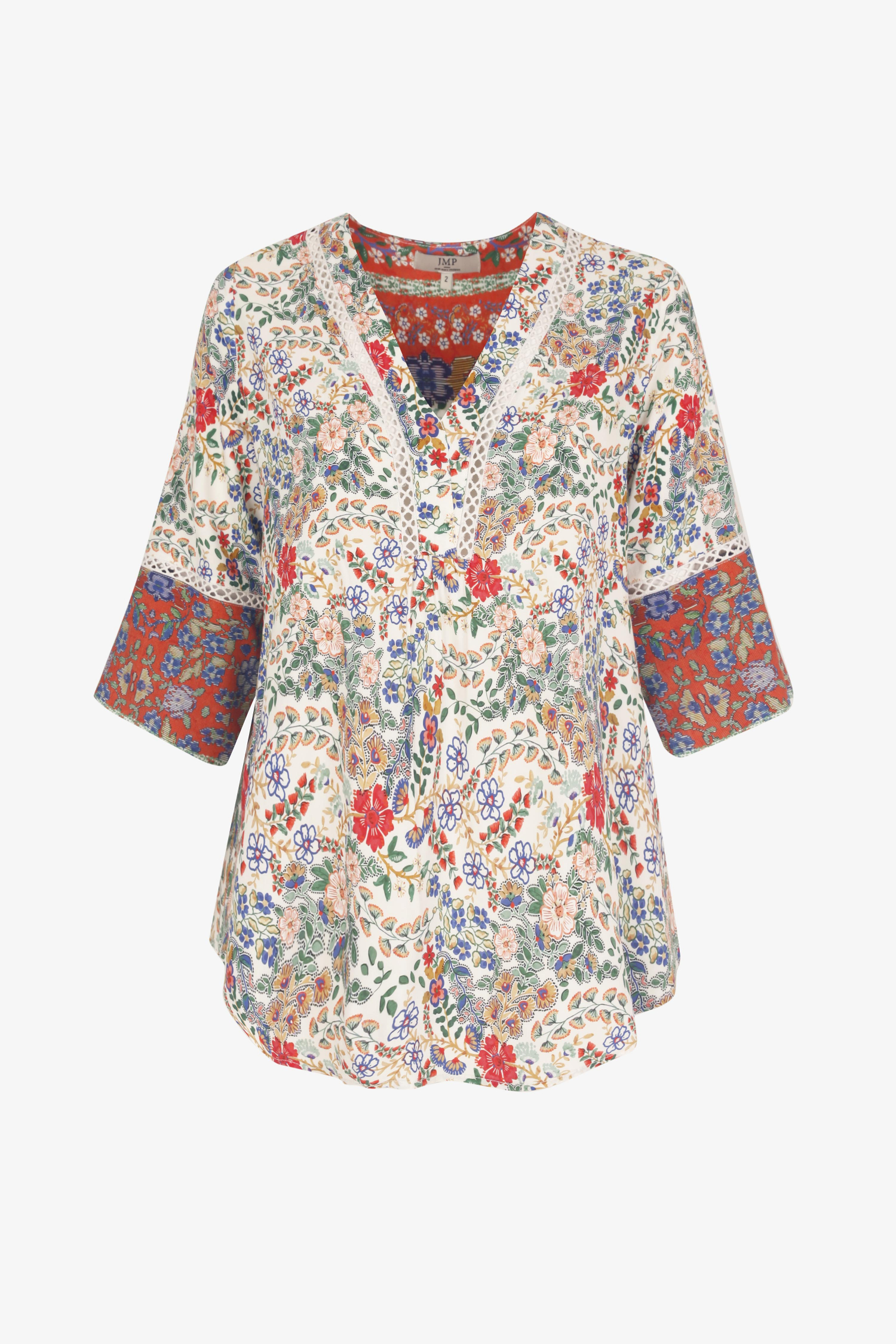 Blouse en imprimé avec galon aux manches