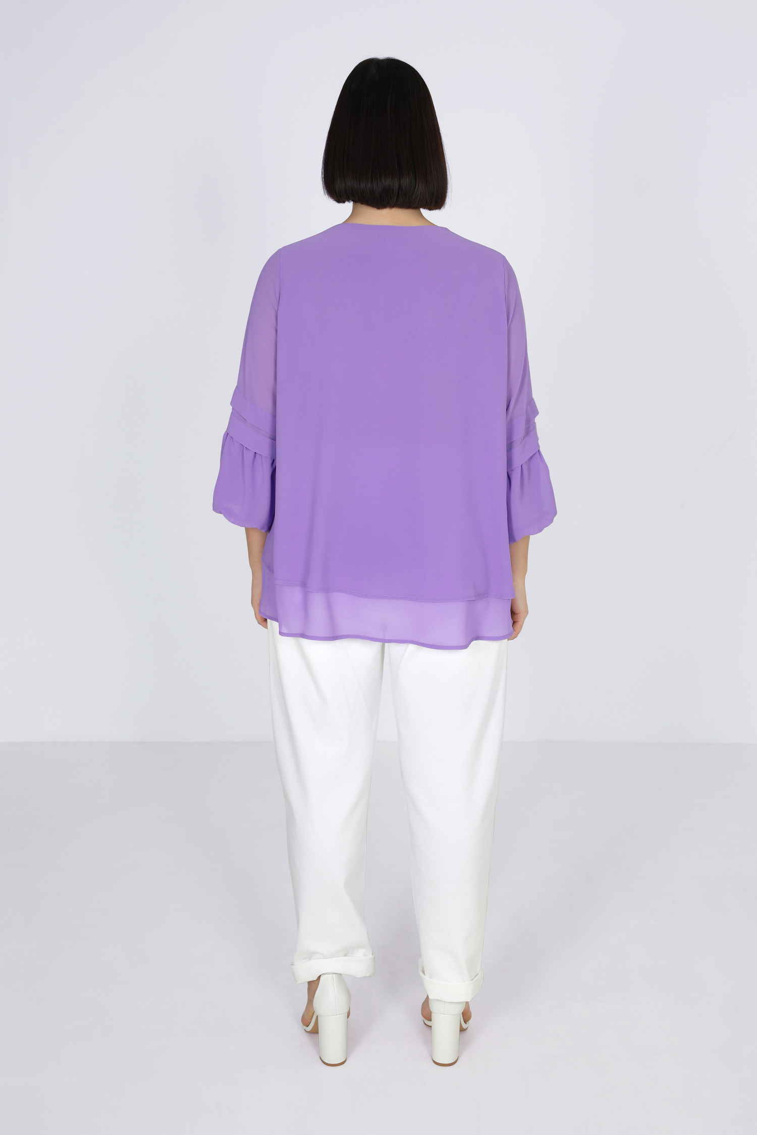 Layered A-line blouse in plain veil