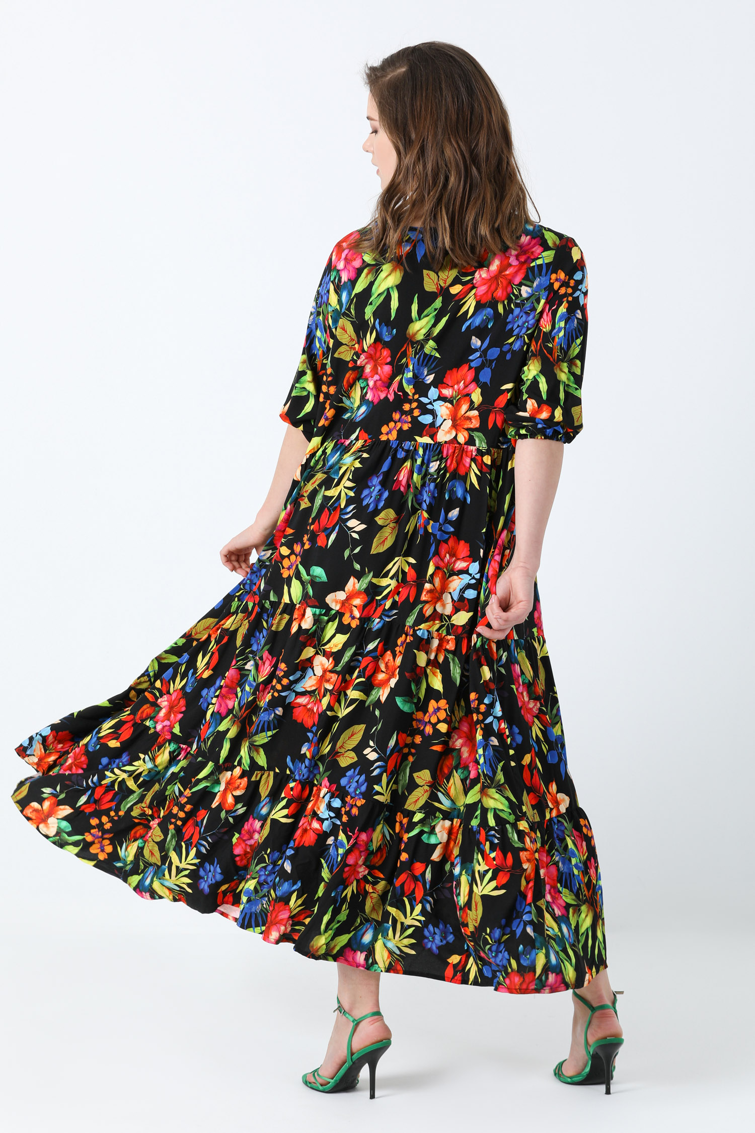 Dress in printed viscose eco-responsible fabrics