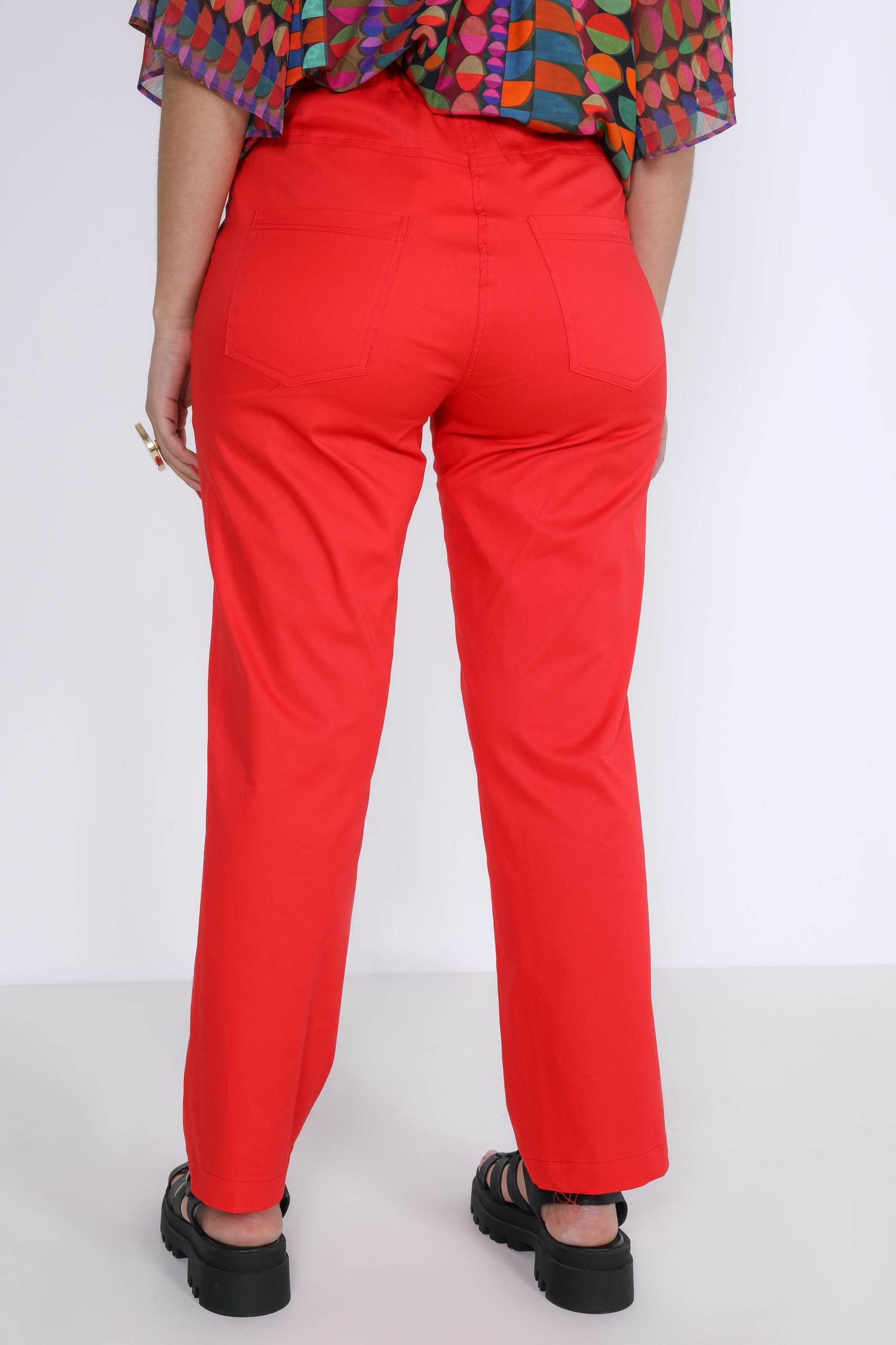 Plain cotton bengaline 5-pocket trousers