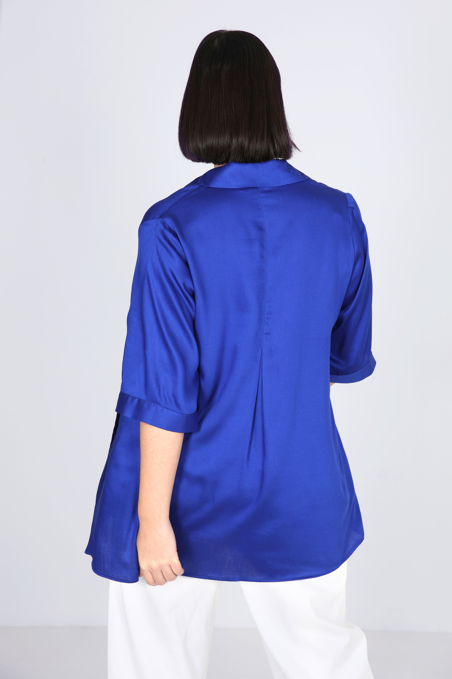 blouse unie effet satiné