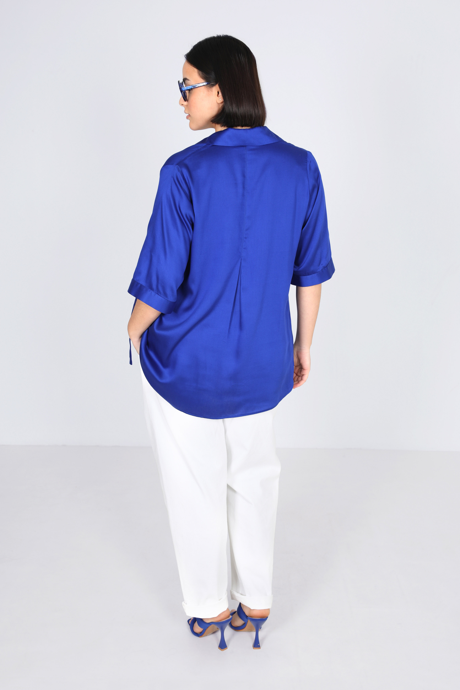 blouse unie effet satiné