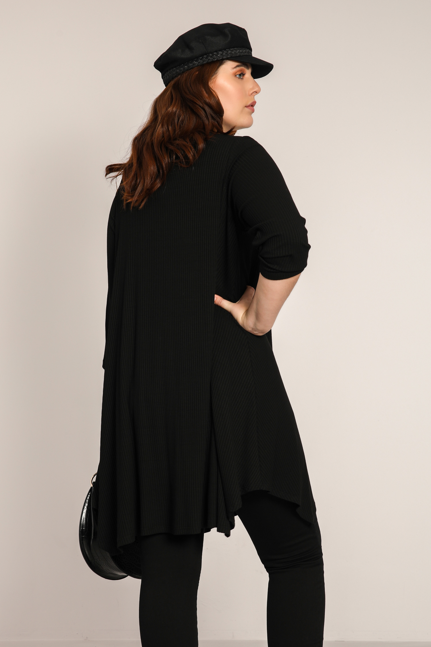 Robe zippée en cote viscose élasthanne  avec breloque