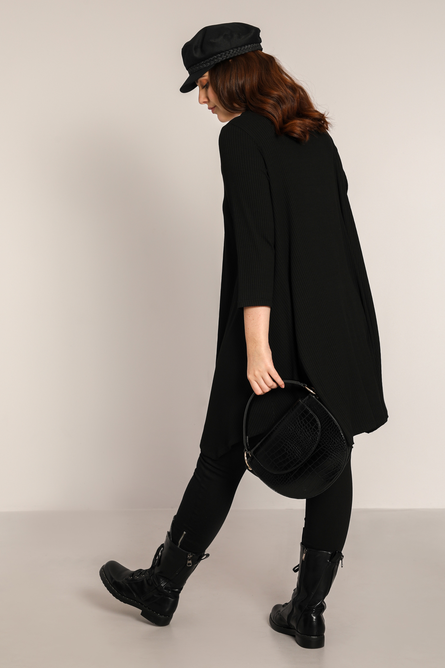 Robe zippée en cote viscose élasthanne  avec breloque