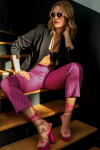 7/8 trousers in printed stretch cotton