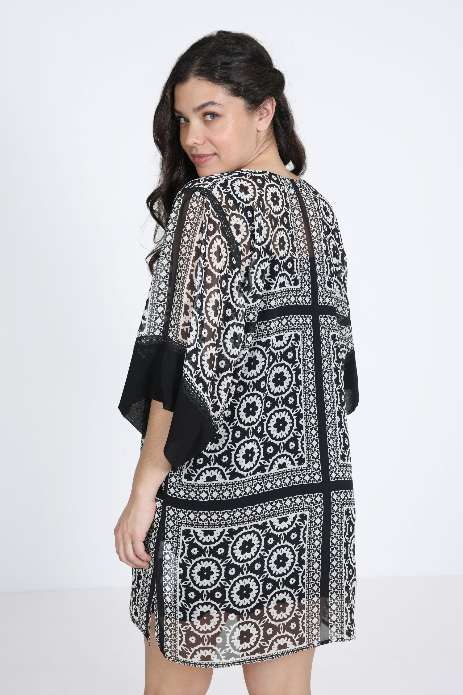 Long tunic in printed voile
