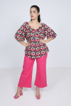 Blouse imprimée avec volants en cascade