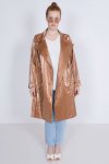 Coated-effect plain trench coat