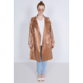 Coated-effect plain trench coat