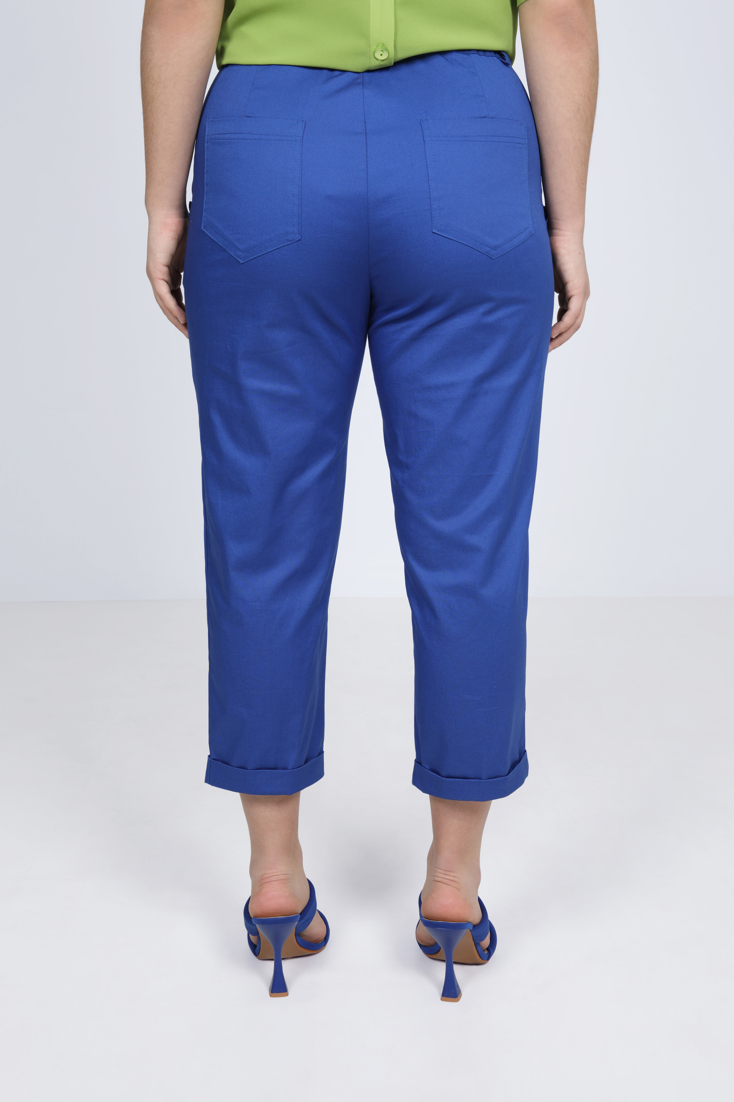Plain 7/8 trousers with Italian pocket effect