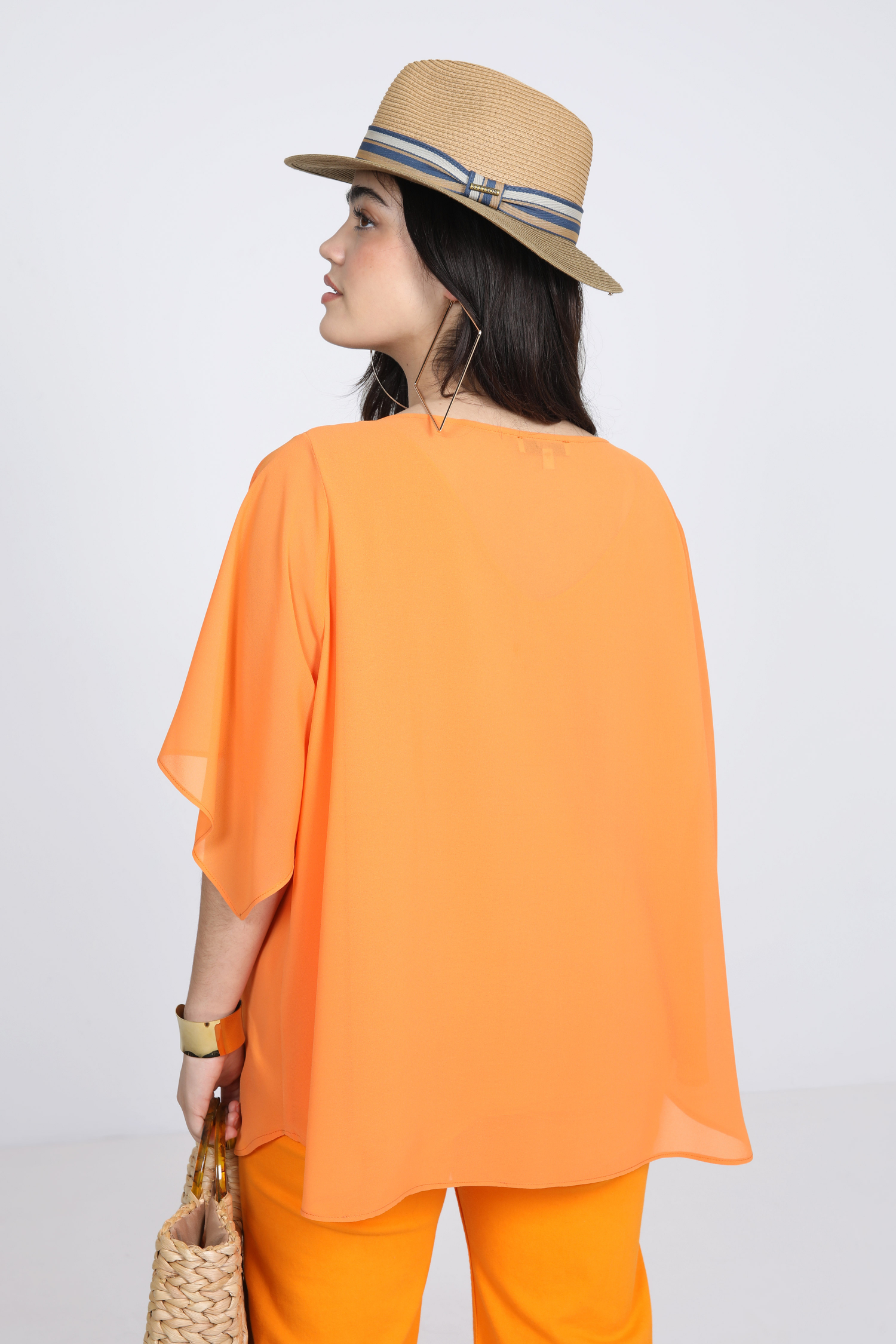 Layered trapeze blouse in plain voile