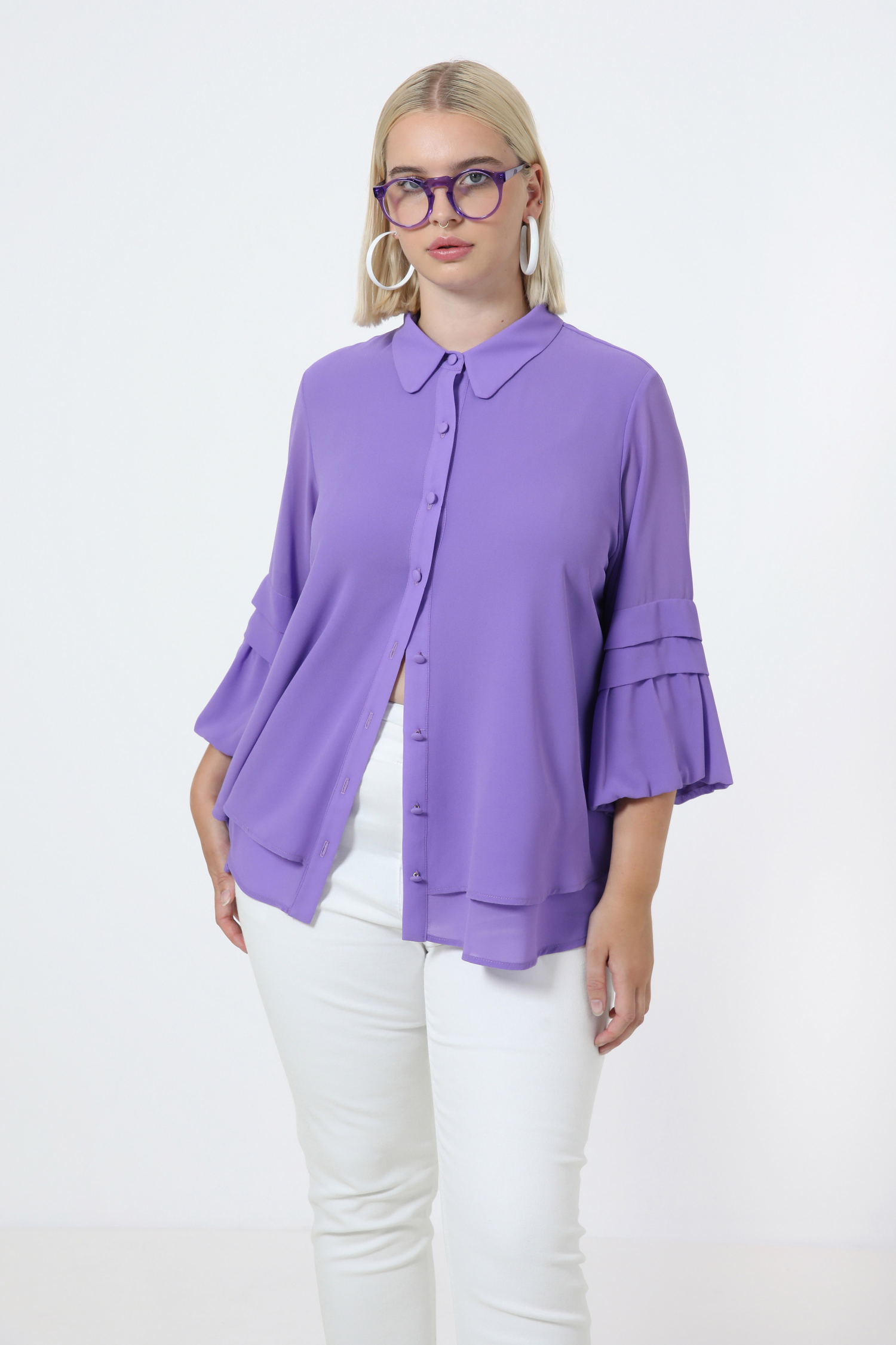 Plain voile double blouse