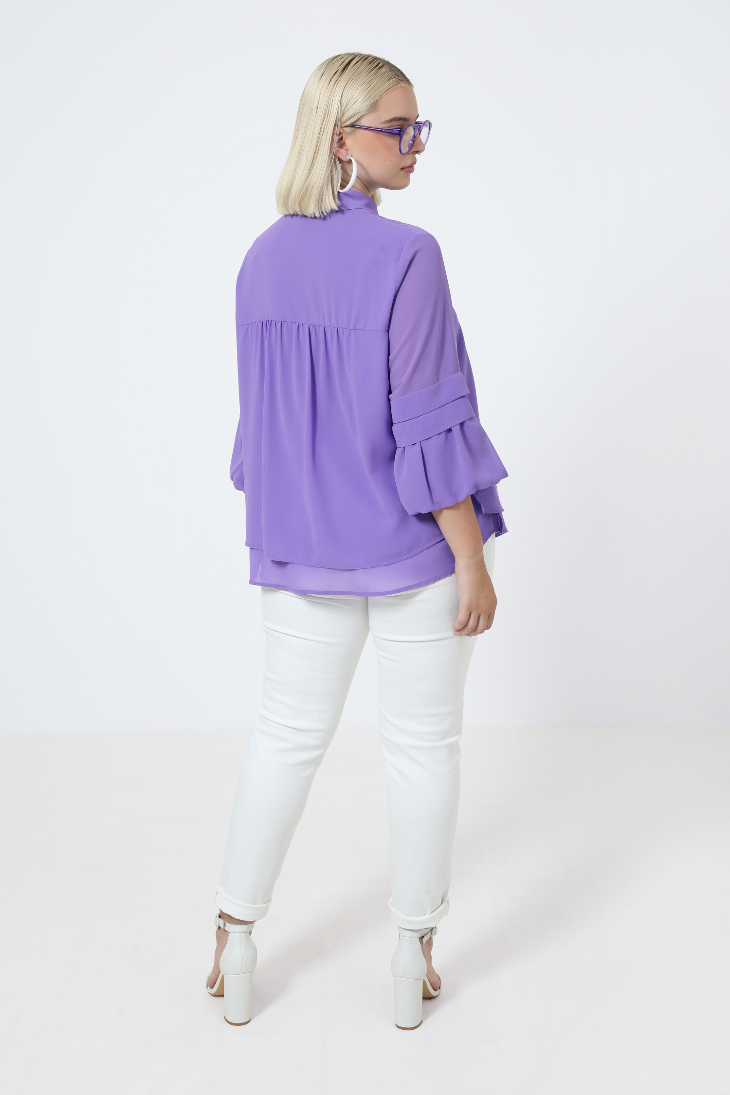 Plain voile double blouse