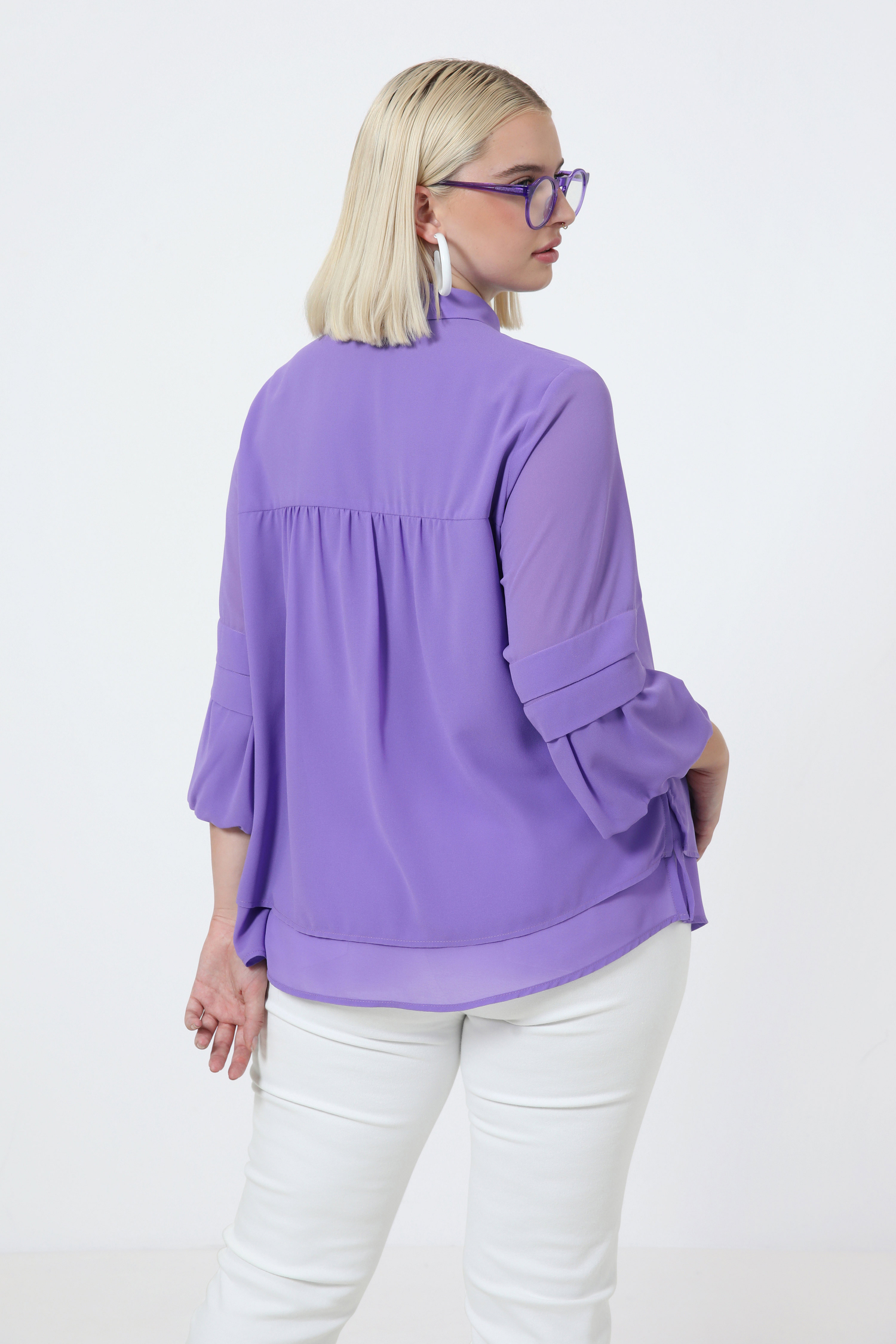 Plain voile double blouse