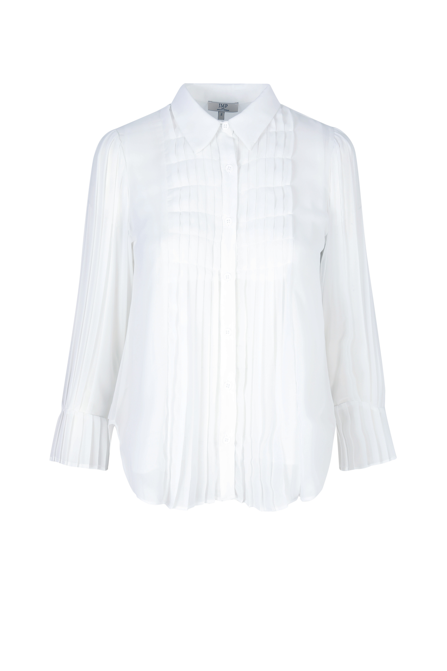 Plain voile shirt with pleated bib