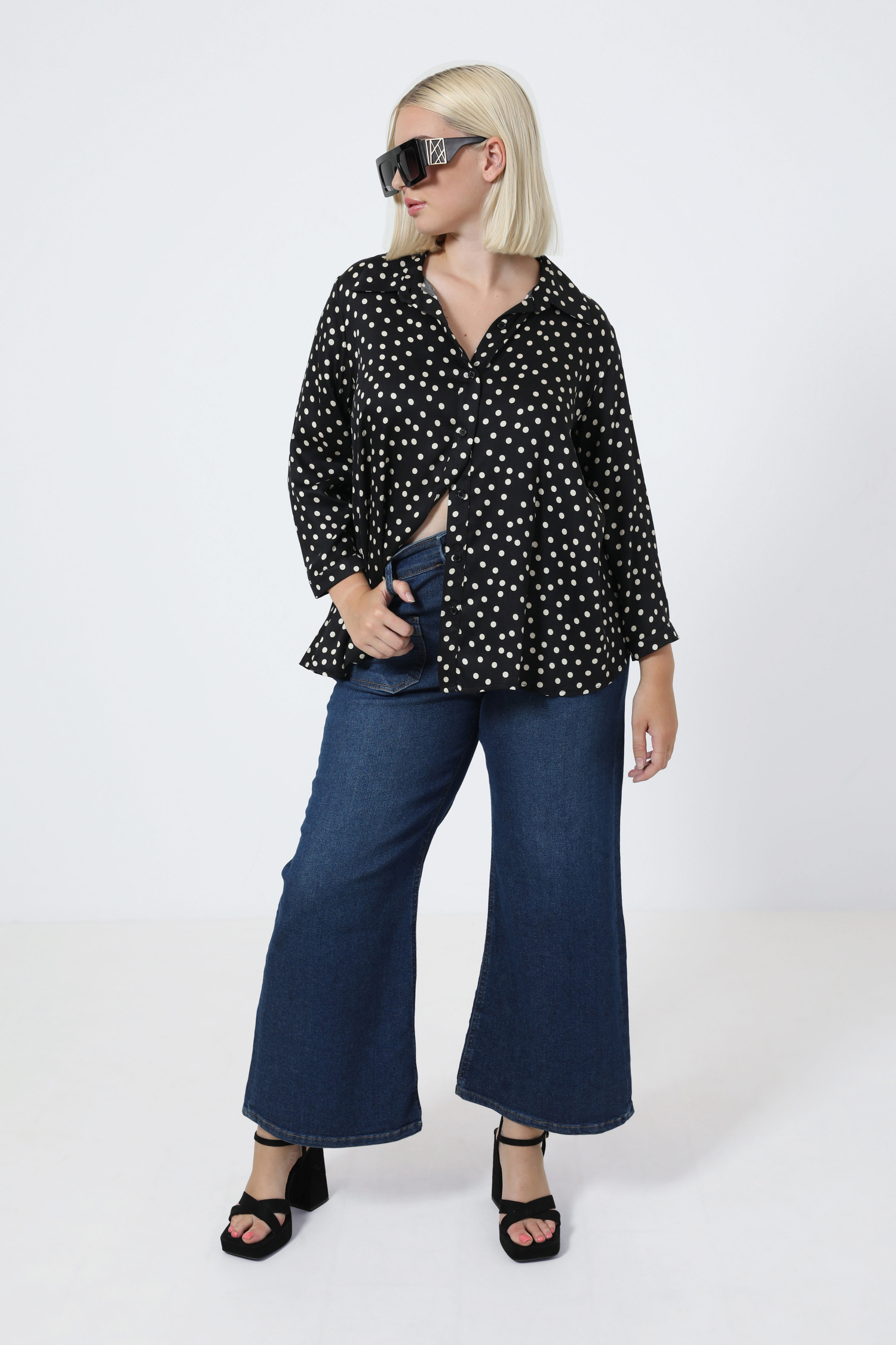 Chemise imprimé effet satiné de forme trapéze
