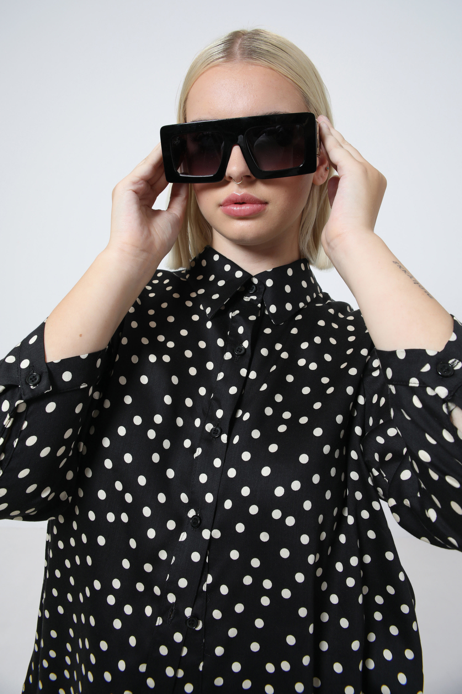Chemise imprimé effet satiné de forme trapéze