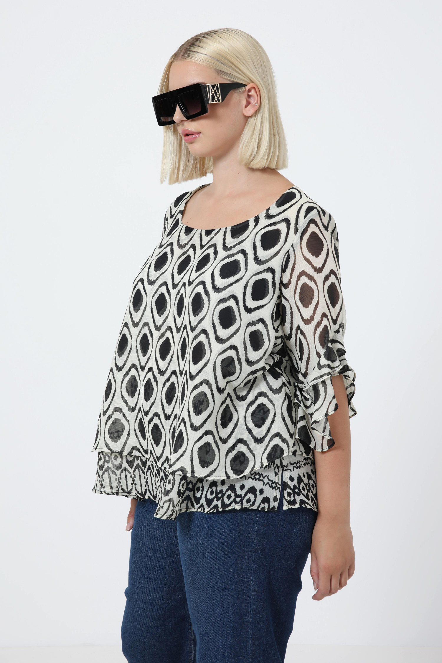 Printed voile layered blouse