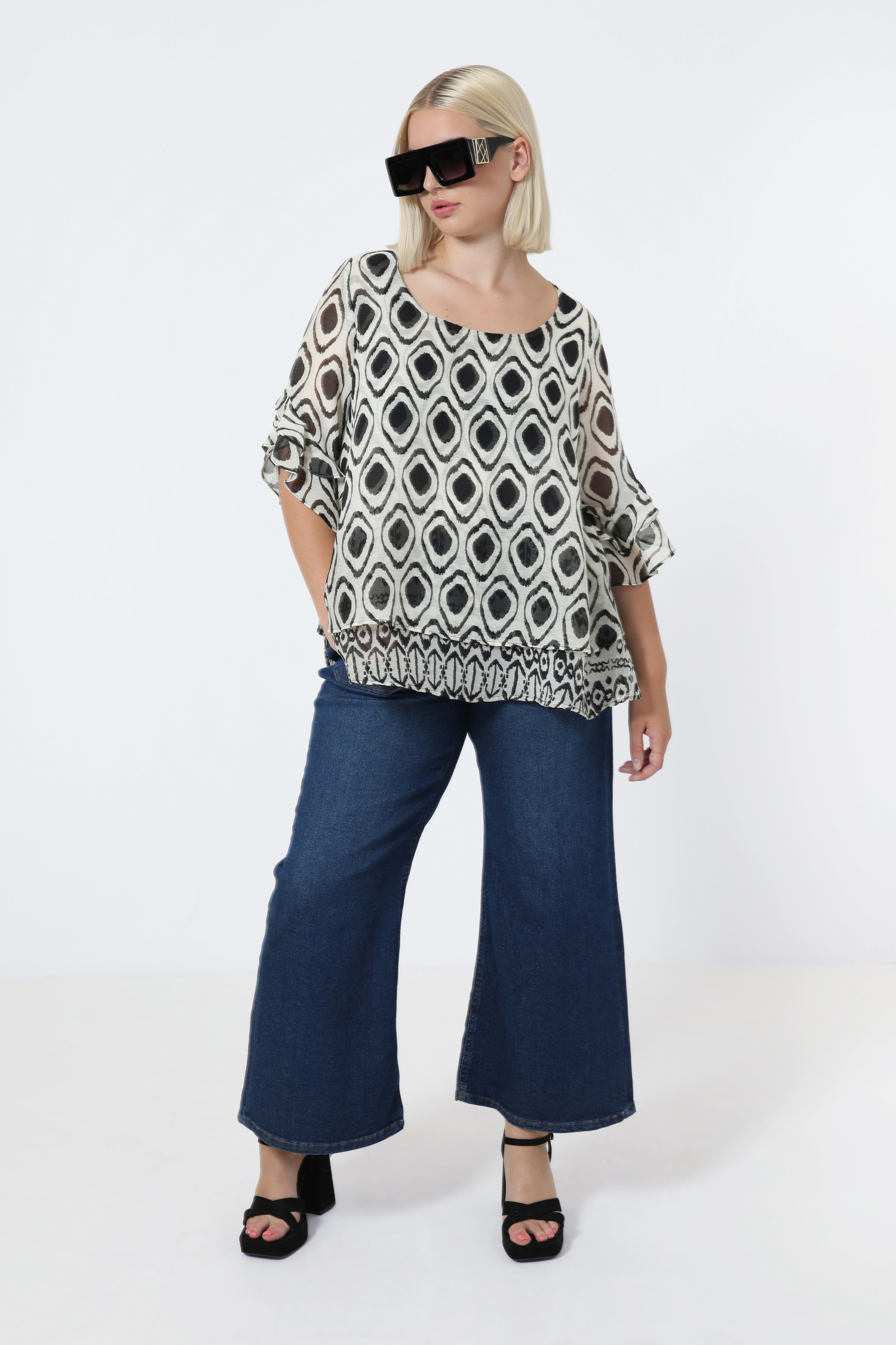 Blouse en superposition en voile imprimé