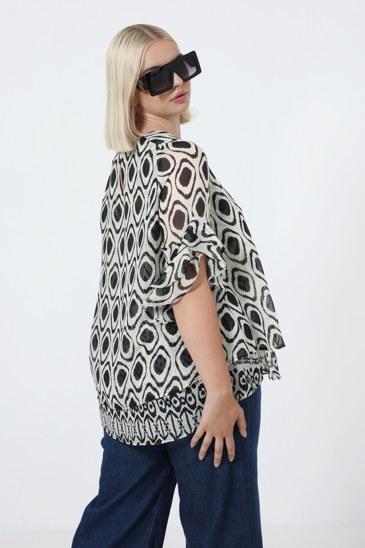 Blouse en superposition en voile imprimé