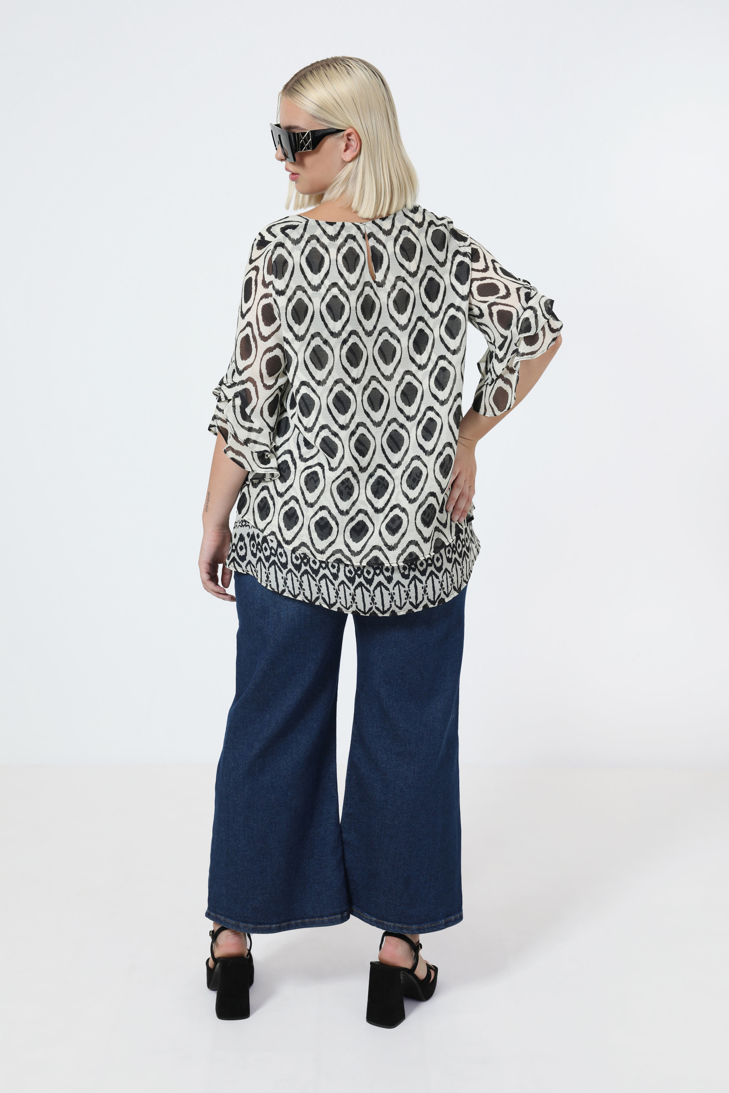 Blouse en superposition en voile imprimé