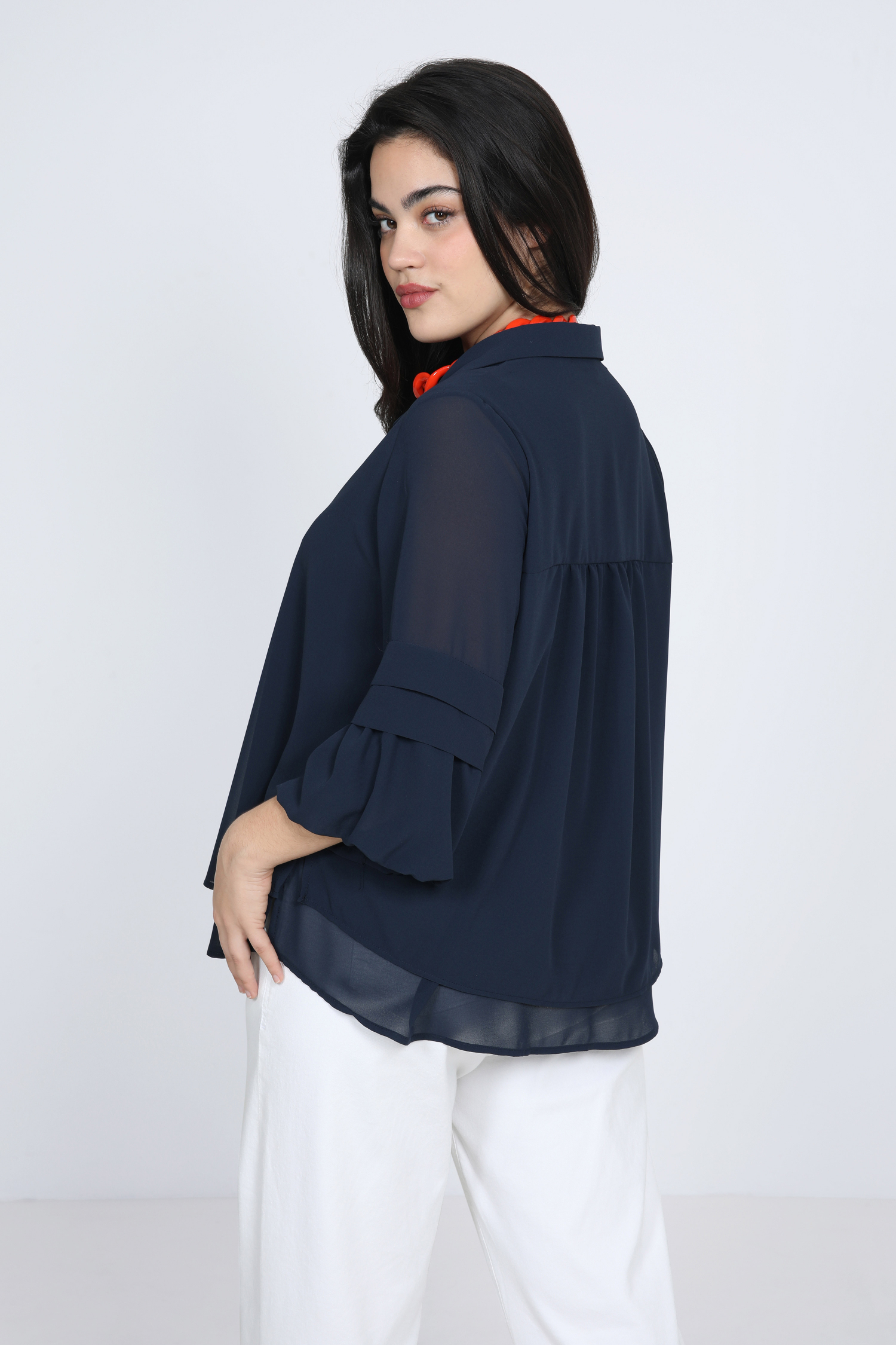 Double blouse in plain veil (shipping 25/28 February)