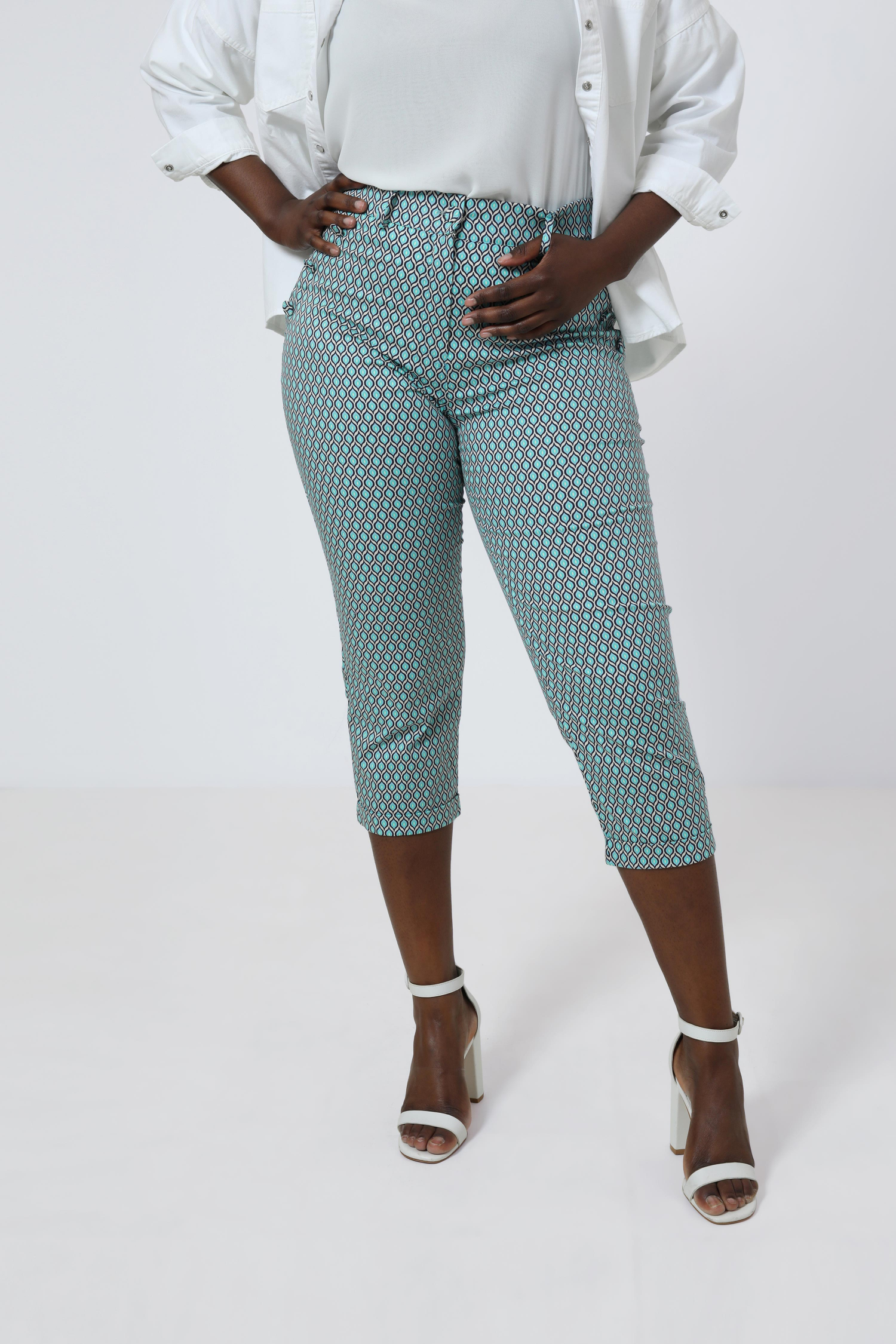 7/8 trousers in printed stretch cotton