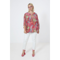 Printed blouse with butterfly sleeves